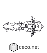 Autocad drawing 750cc Super Sport Motorcycle top or plan view dwg , in Vehicles Bikes & Motorcycles