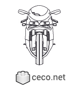 Autocad drawing 750cc Super Sport Motorcycle top view dwg , in Vehicles Bikes & Motorcycles