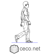 Autocad drawing adult man walking the male walk dwg dxf , in People Men