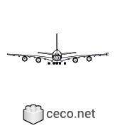 Autocad drawing Airbus A380-800 double-deck jet airliner front view , in Vehicles Aircrafts