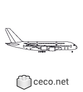 Autocad drawing Airbus A380-800 double-deck jet airliner side view dwg , in Vehicles Aircrafts