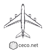 Autocad drawing Airbus A380-800 top view dwg , in Vehicles Aircrafts