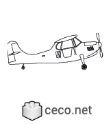 Autocad drawing Airplane piston single-engine high-wing front view dwg , in Vehicles Aircrafts