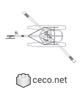 Autocad drawing Amphibious helicopter top view with flotation system , in Vehicles Aircrafts