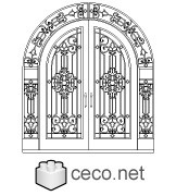 Autocad drawing antique wrought iron door iron ornamental tailgate dwg , in Decorative elements