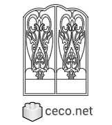 art nouveau iron gate front view Autocad drawing dwg wrought iron door , in Decorative elements