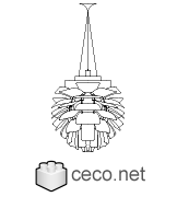 Autocad drawing artichoke ceiling lamp dwg , in Decorative elements