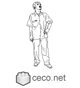 Autocad drawing asian male dwg dxf , in People Men