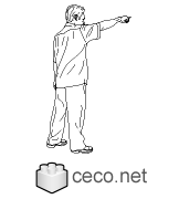 Autocad drawing asian man standing dwg dxf , in People Men