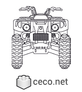 Autocad drawing ATV 4-wheeler Quad Bike front view all-terrain vehicle , in Vehicles Bikes & Motorcycles