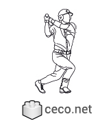 Autocad drawing baseball or softball batter dwg , in People Fitness & Sports