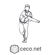 Autocad drawing baseball pitcher dwg , in People Fitness & Sports