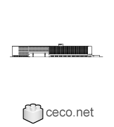 Autocad drawing Bauhaus Dessau - Walter Gropius - front view dwg dxf , in Architecture