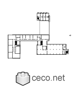 Autocad drawing Bauhaus Dessau - Walter Gropius - upper floor dwg , in Architecture