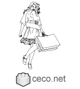Autocad drawing beautiful woman at shopping mall dwg , in People Women