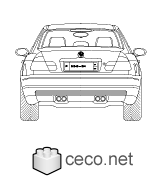 Autocad drawing BMW M3 coupe - rear view dwg , in Vehicles Cars