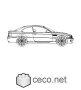 Autocad drawing BMW M3 coupe - side view dwg , in Vehicles Cars