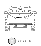 Autocad drawing BMW M5 sedan automobile - rear view dwg , in Vehicles Cars