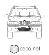 Autocad drawing BMW X5 SUV 4x4 4WD - front view dwg , in Vehicles Cars