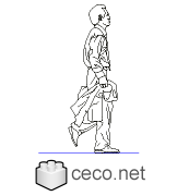 Autocad drawing Businessman walking with jacket in his hand dwg dxf , in People Men