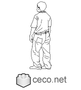 Autocad drawing casual teenage boy - lateral view 1 dwg dxf , in People Men
