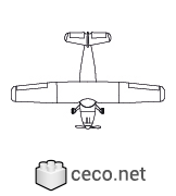 Autocad drawing Cessna single engine airplane top view dwg , in Vehicles Aircrafts