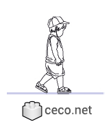 Autocad drawing child walking 01 side view dwg , in People Family & Groups