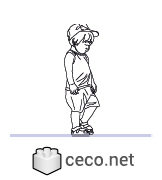 Autocad drawing child walking 02 side view dwg , in People Family & Groups