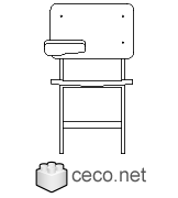 Autocad drawing classroom chair in front view dwg , in Furniture