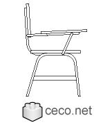 Autocad drawing classroom chair in side view dwg , in Furniture