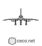 Autocad drawing Concorde supersonic passenger jet front view dwg , in Vehicles Aircrafts