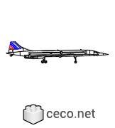 Autocad drawing Concorde supersonic passenger jet side view dwg , in Vehicles Aircrafts