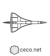 Autocad drawing Concorde supersonic passenger jet top view dwg , in Vehicles Aircrafts