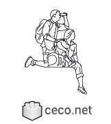 Autocad drawing couple of explorers on the mountain dwg , in People Family & Groups