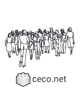 Autocad drawing crowd large group of people gathered dwg , in People Family & Groups