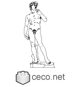 Autocad drawing David Statue by Michelangelo dwg , in Decorative elements