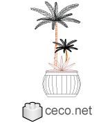 Autocad drawing decorative potted plants kentia palm pots dwg , in Garden & Landscaping Plants Bushes