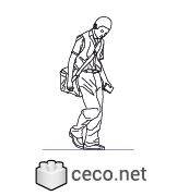 Autocad drawing delivery man young postman or messenger 02 dwg , in People Men
