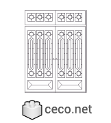 Autocad drawing double door of wood and glass with geometric motifs , in Decorative elements