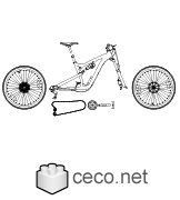 Autocad drawing Downhill mountain bike, bicycle in parts dwg dxf , in Vehicles Bikes & Motorcycles