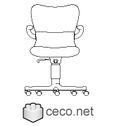 Autocad drawing Ergonomic Chair with wheels and arms dwg , in Furniture