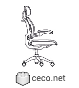 Autocad drawing ergonomic office chair 7 side view dwg , in Furniture