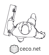 Autocad drawing executive man with briefcase top view dwg , in People Men