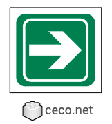 Autocad drawing EXIT arrow signage dwg evacuation routes , in Symbols Signs Signals ISO standards