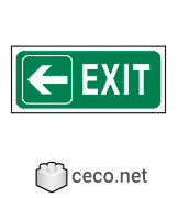 Autocad drawing EXIT sign with an arrow Emergency exit signage dwg , in Symbols Signs Signals ISO standards