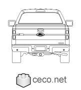 Autocad drawing F150 Ford pick-up regular cab rear view dwg , in Vehicles Cars