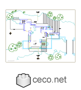 Autocad drawing Fallingwater House - Ground floor Kaufmann House dwg , in Architecture