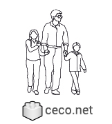 Autocad drawing father with his children dwg , in People Family & Groups