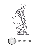 Autocad drawing father walking with his son beside him dwg , in People Family & Groups
