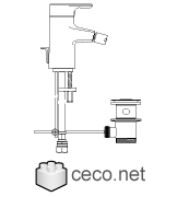 Autocad drawing faucets single handle lavatory with pop-up drain dwg , in kitchen & bathroom